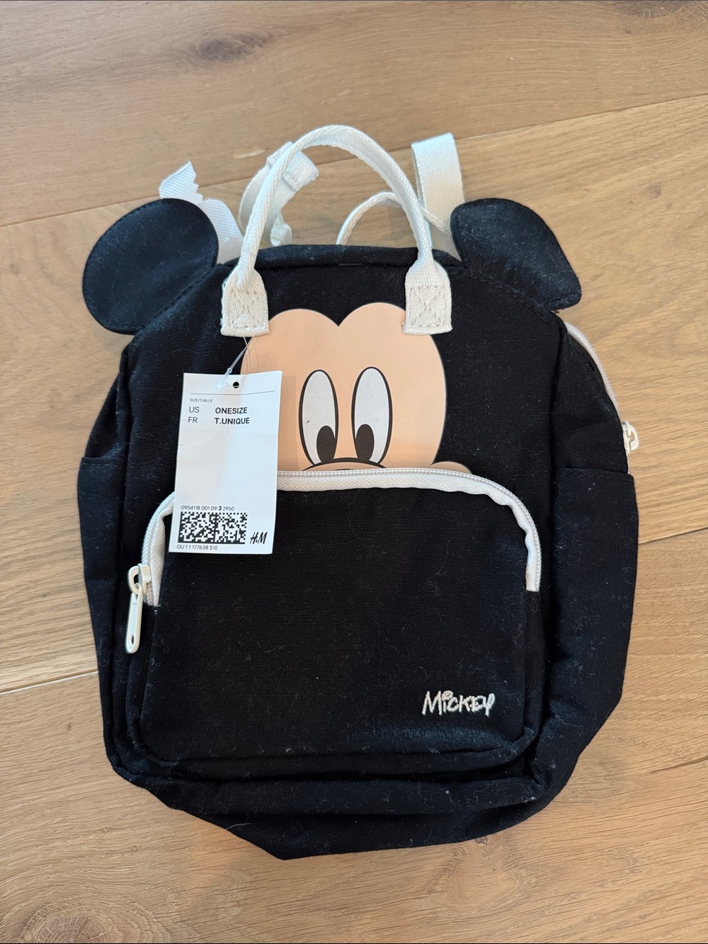 H&M Black Mickey Mouse Kids Backpack with Cream Accents